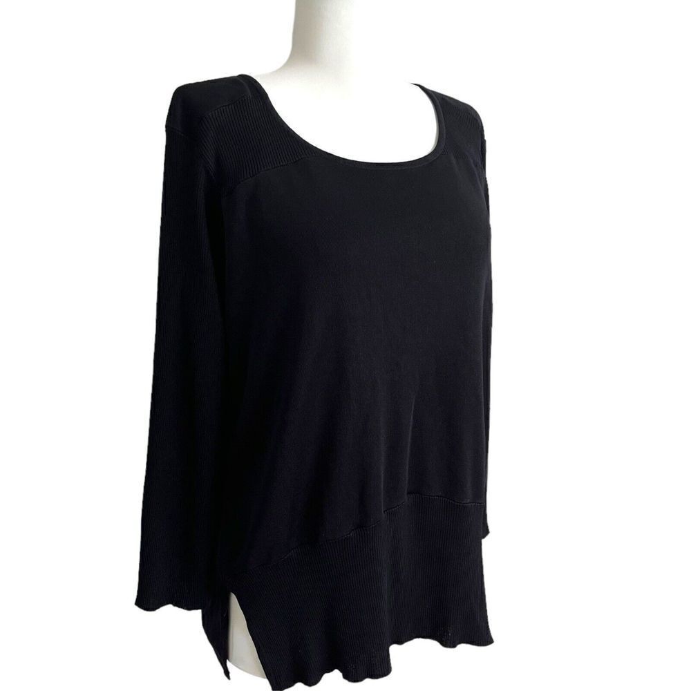 Exclusively Misook Knit Basic Top Size M Black - image 2